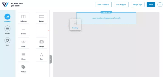 أضف كتلة عنوان إلى قالب البريد الإلكتروني Add a heading block to email template