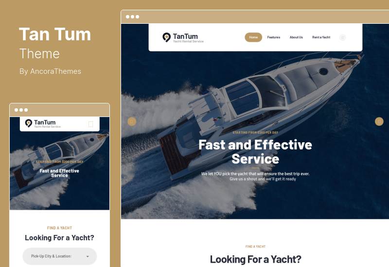 Tema TanTum - Tema WordPress pentru servicii de închiriere de mașini, scutere, bărci și biciclete