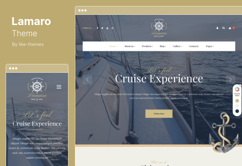 Tema Lamaro - Tema WordPress pentru Yacht Club și serviciul de închiriere a bărcilor