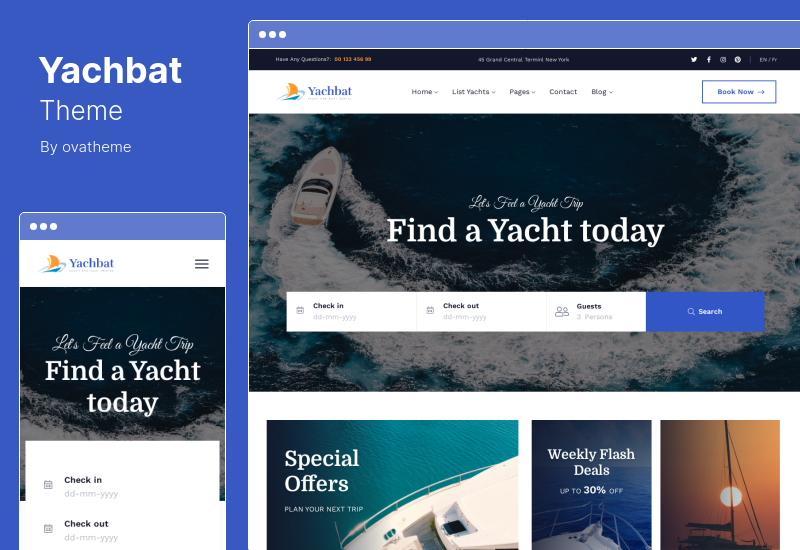 Tema Yachbat - Tema WordPress pentru închiriere de iahturi și bărci