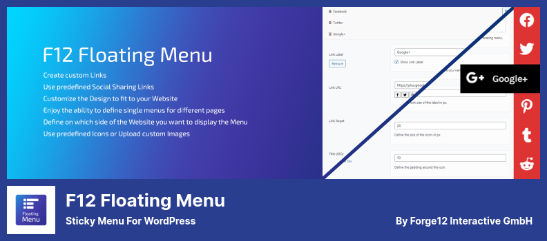 F12 Floating Menu Plugin - Sticky Menu for WordPress