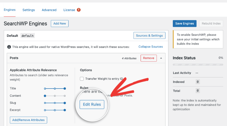 editar reglas en searchwp - IsItWP - Detector de temas gratuito de WordPress