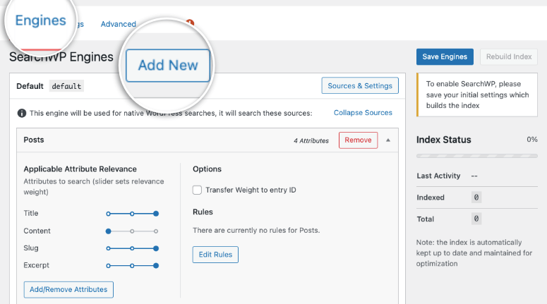 agregar nuevo motor searchwp - IsItWP - Detector de temas gratuito de WordPress add new engine searchwp