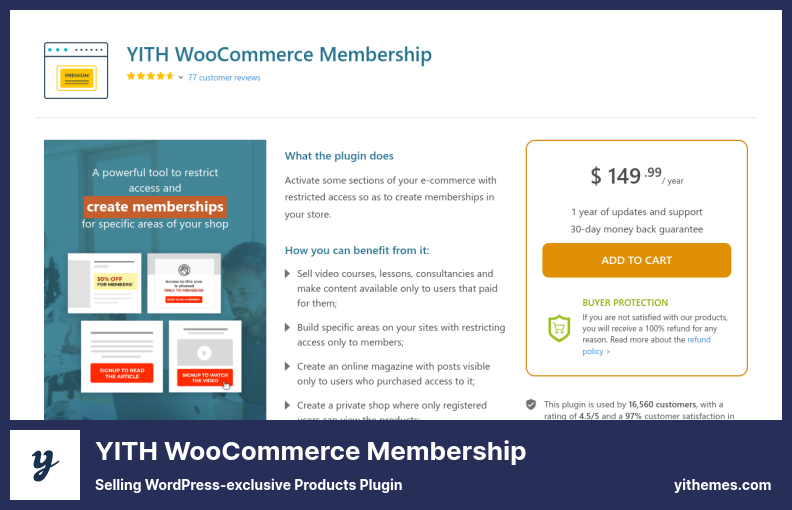 YITH WooCommerce Membership Plugin - بيع البرنامج المساعد لمنتجات WordPress الحصرية