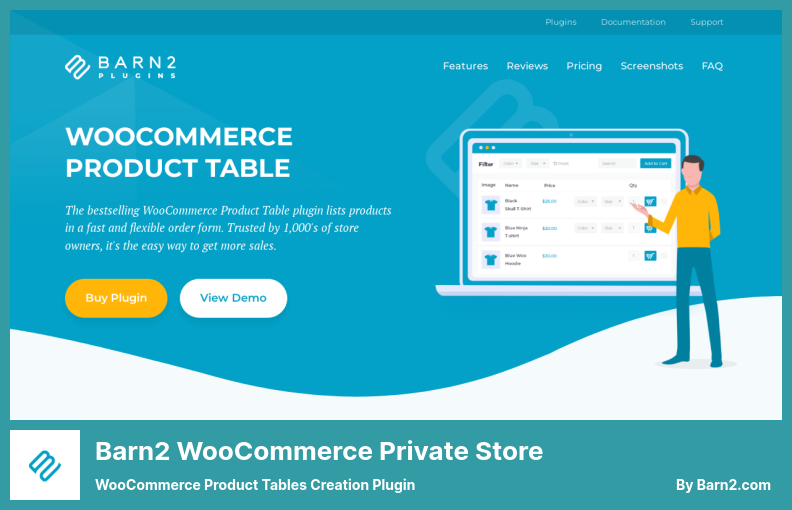 Barn2 WooCommerce Private Store Plugin - البرنامج المساعد لإنشاء جداول منتج WooCommerce