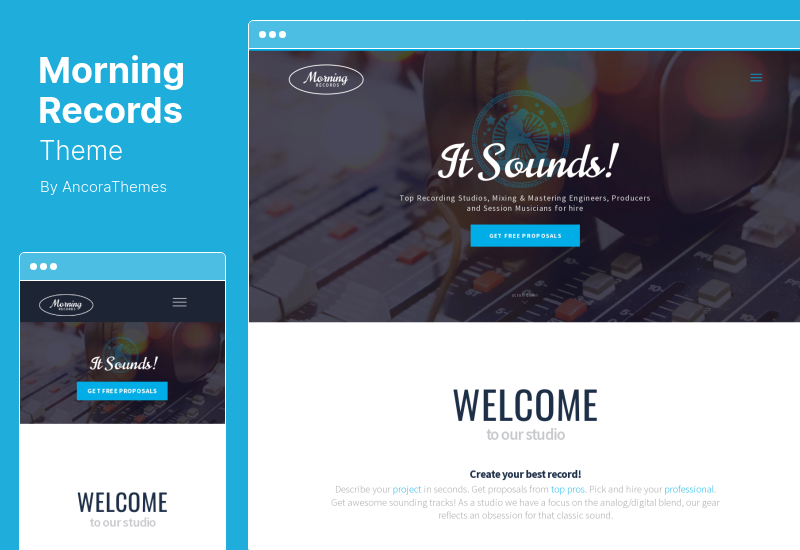 موضوع Morning Records - سمة WordPress الإلكترونية للاستوديو الصوتي الأنيق