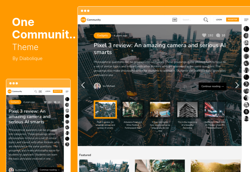 Tema OneCommunity - Tema WordPress para membros BuddyPress