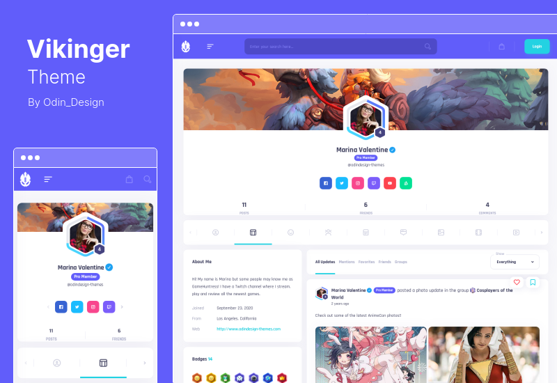Tema Vikinger - Tema WordPress da Comunidade Social BuddyPress e GamiPress