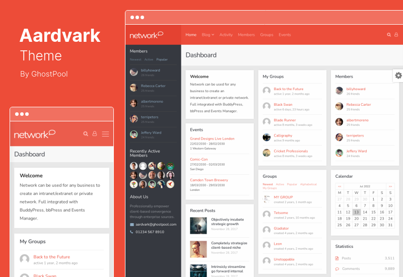 Tema Aardvark - Comunidade, Associação, Tema BuddyPress WordPress