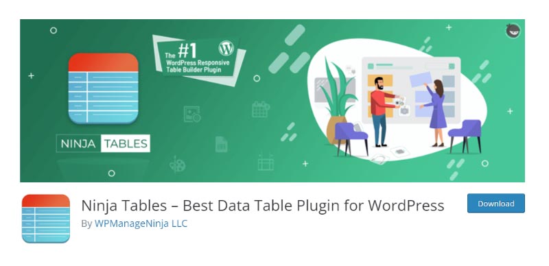 Gutenberg Blokları ile En İyi 5 WordPress Tablo Eklentisi 2 Ninja Tables plugin