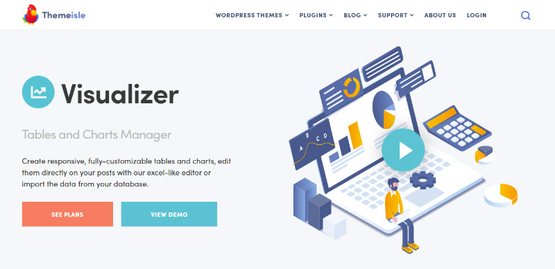 Gutenberg Blokları ile En İyi 5 WordPress Tablo Eklentisi 4 Visualizer plugin