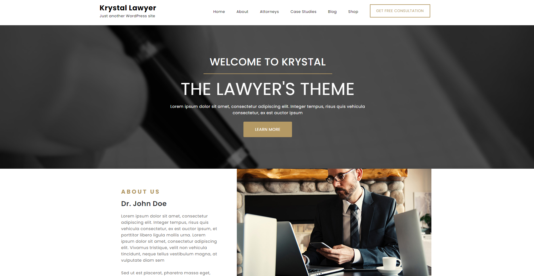 Krystal Lawyer - en iyi ücretsiz avukat wordpress temaları