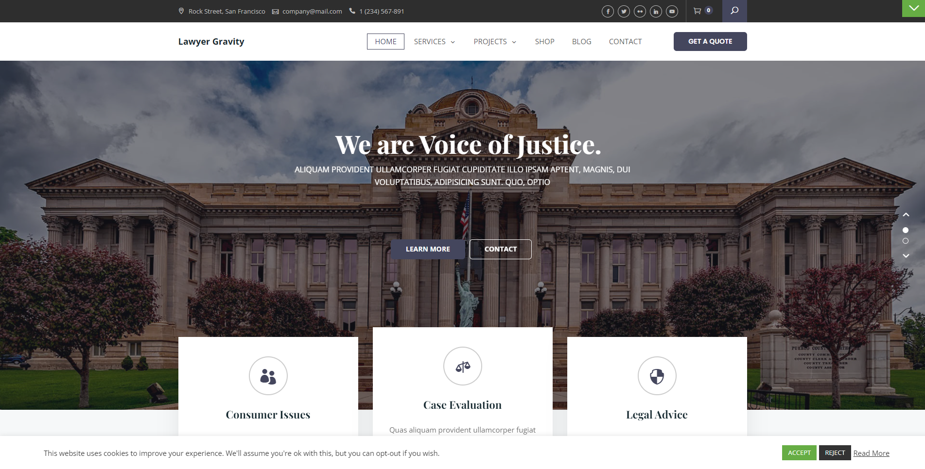 Avukat Yerçekimi - en iyi ücretsiz avukat wordpress temaları