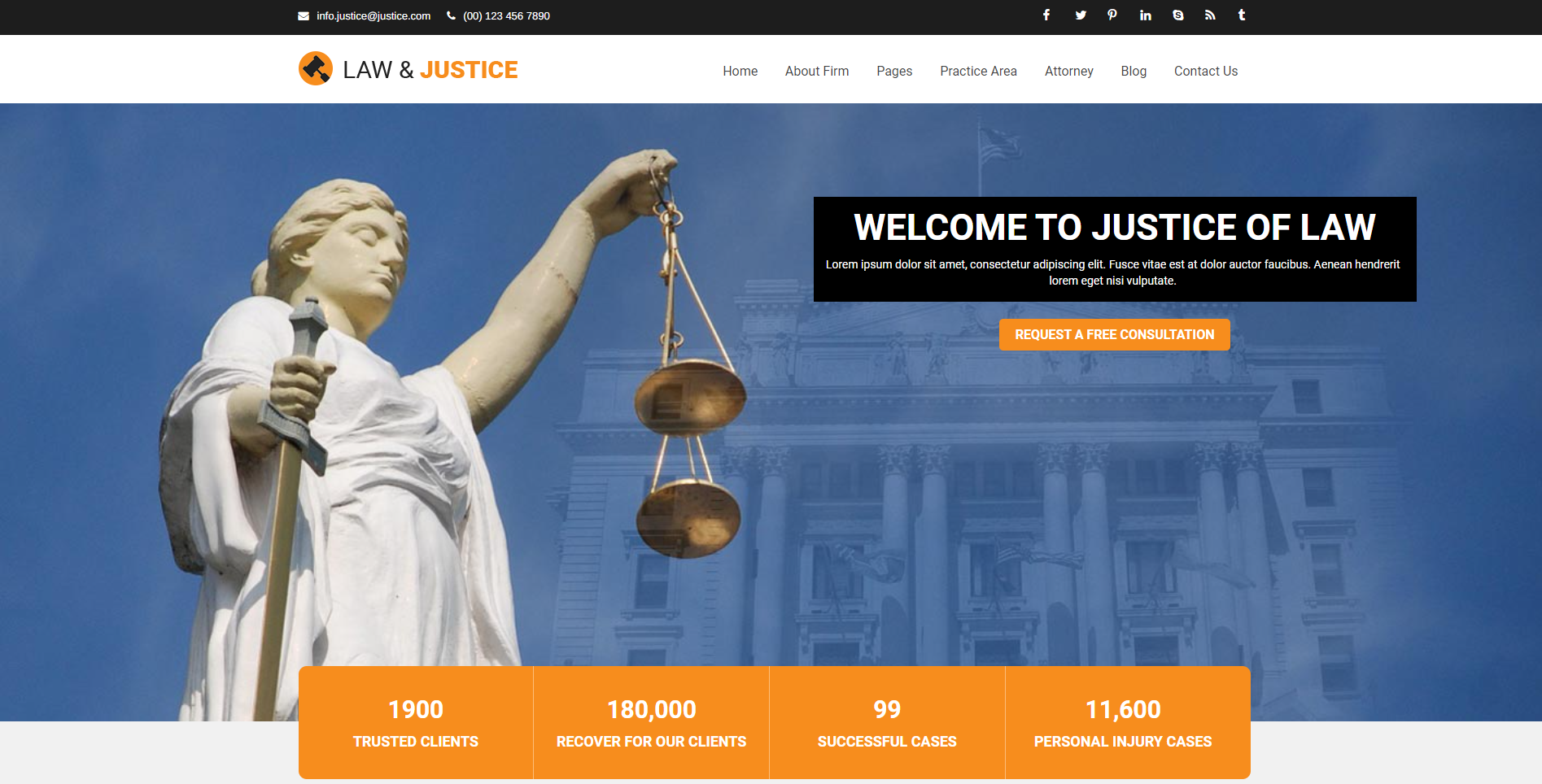 Adalet - en iyi ücretsiz avukat wordpress temaları