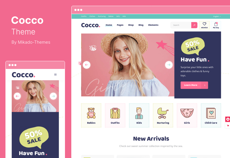 Cocco Theme - Детский магазин и Детский магазин WooCommerce Theme