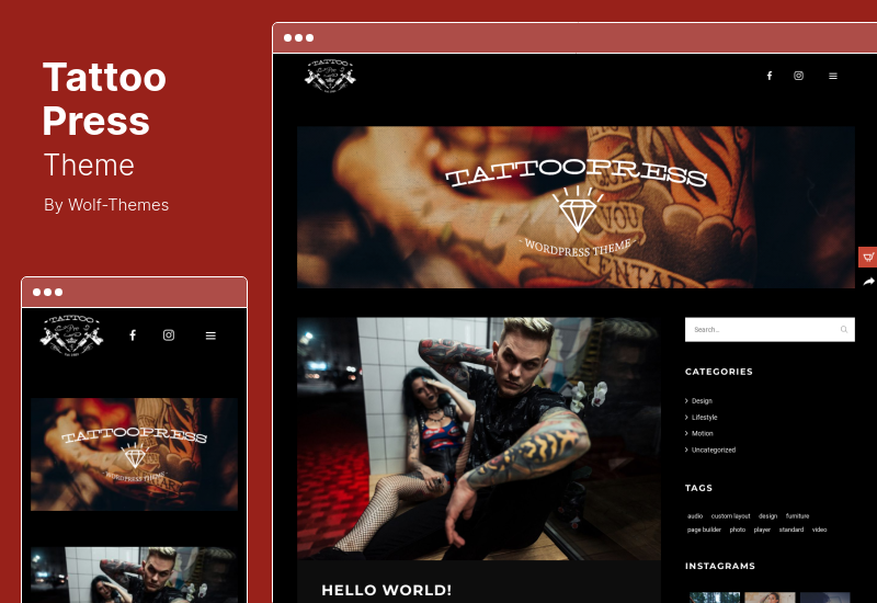 TattooPress Theme — тема WordPress для художников по рисованию