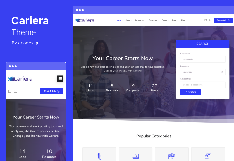 Cariera Theme - тема WordPress доски объявлений о вакансиях