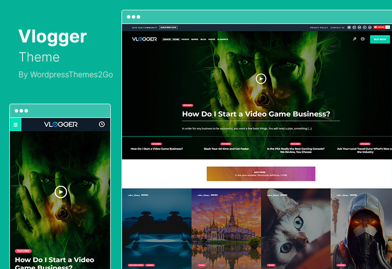 Тема Vlogger — профессиональная тема WordPress для видео и руководств