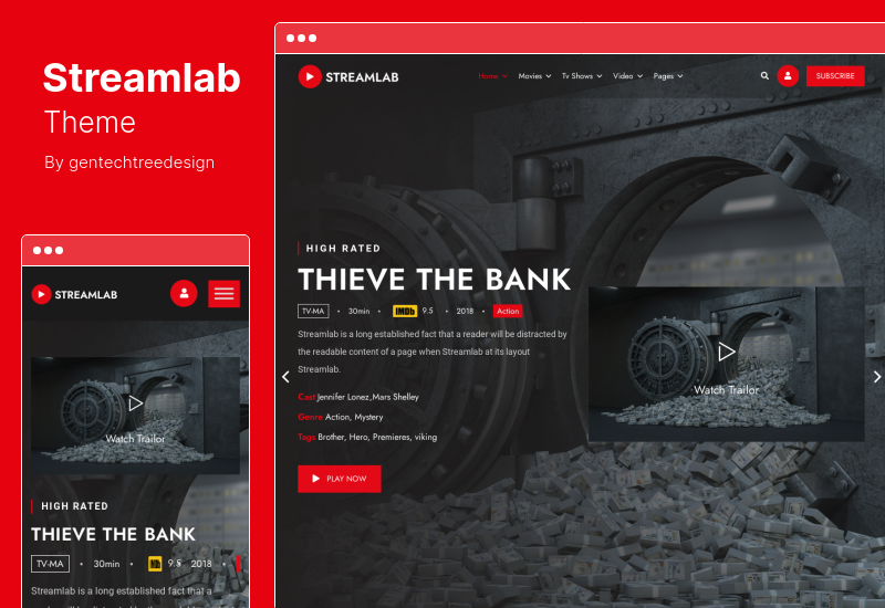 Streamlab Theme - Тема WordPress для потокового видео