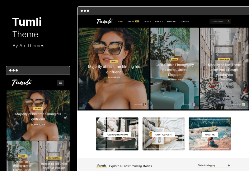Тема Tumli — персональная тема WordPress в стиле Masonry