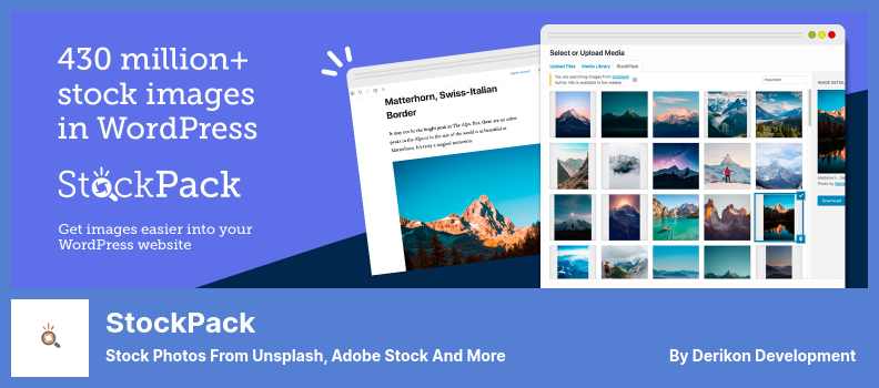Плагин StockPack — стоковые фотографии из Unsplash, Adobe Stock и др.