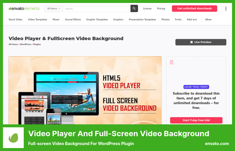 Player video și plugin pentru fundal video pe ecran complet - Fundal video pe ecran complet pentru pluginul WordPress