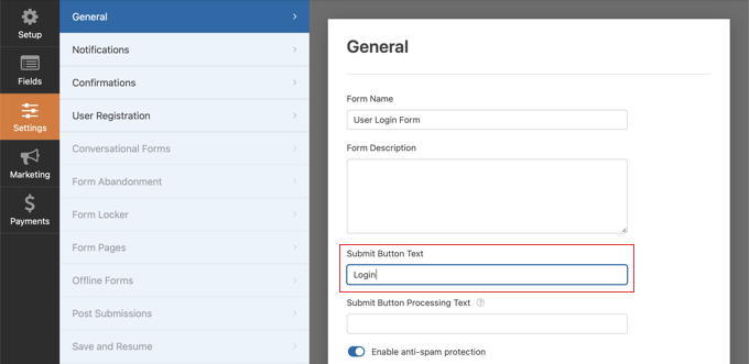 Personalizarea textului butonului WPForms Customizing the WPForms Button Text
