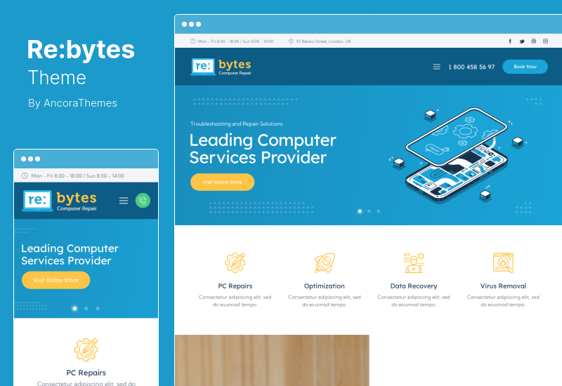 Re:bytes Theme - WordPress-Theme für Elektronik- und Computerreparaturdienste