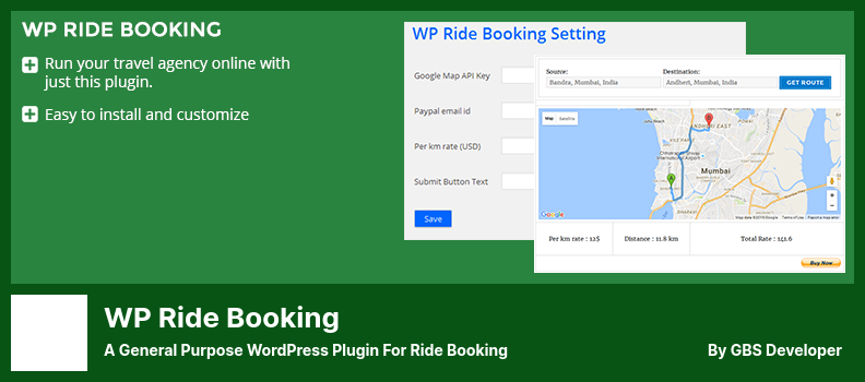 WP Ride Booking Plugin - Ride Booking için Genel Amaçlı Bir WordPress Eklentisi