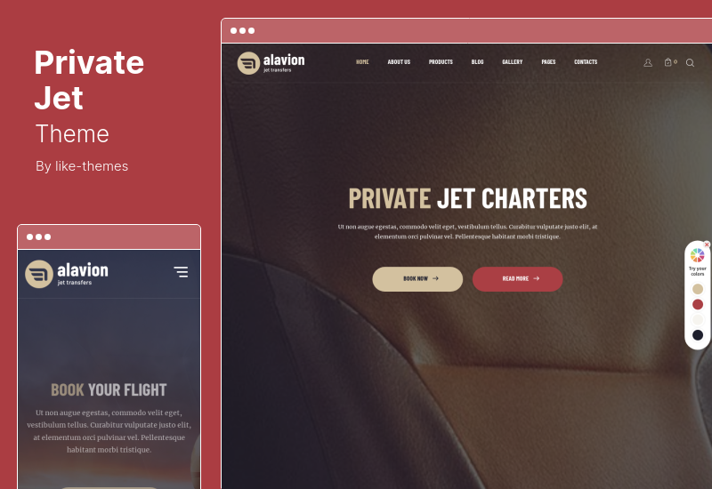 Private Jet-Thema - Private Jet Charters WordPress-Thema