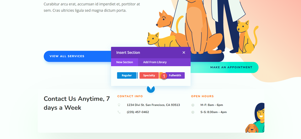 Divi Header Hero-Abschnitt in voller Breite Fügen Sie einen Abschnitt in voller Breite hinzu