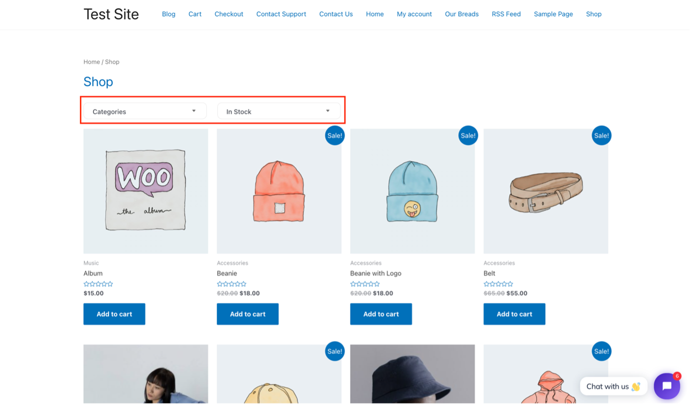 Screenshot der neuen Filtergruppe in Aktion im WooCommerce-Shop