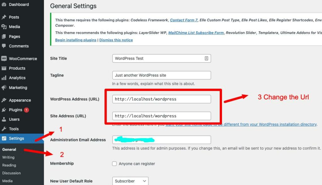 Cambiar la URL de la dirección de WordPress