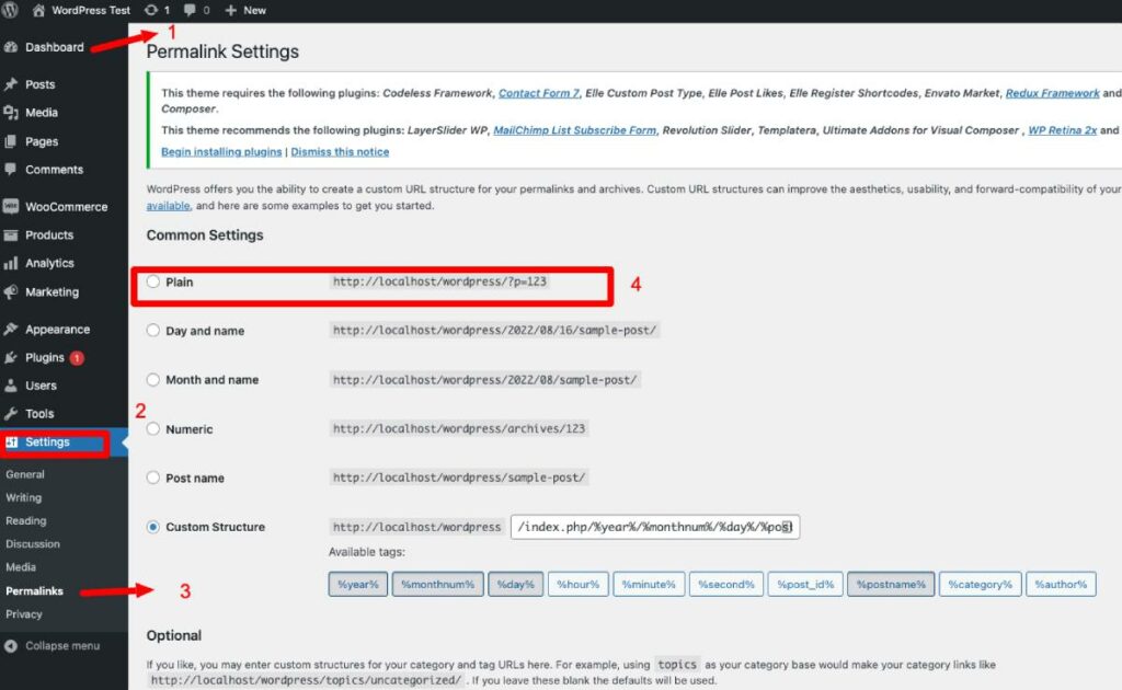 cambiar los enlaces permanentes de WordPress