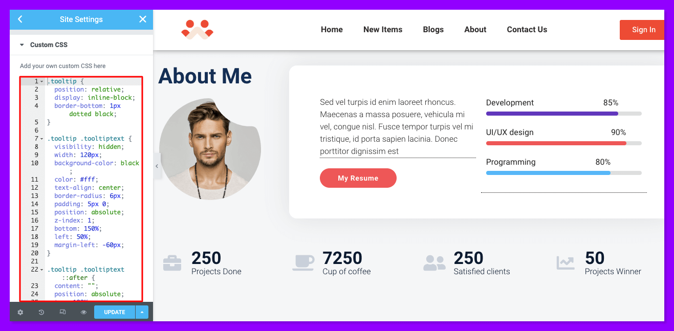 دليل كامل حول كيفية إضافة تلميح أداة في موقع Elementor 4 Type custom CSS codes to stylize your Elementor tooltips