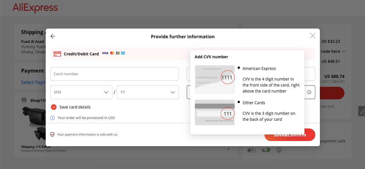 دليل كامل حول كيفية إضافة تلميح أداة في موقع Elementor 19 Tooltips to accurately fillup the credit card information