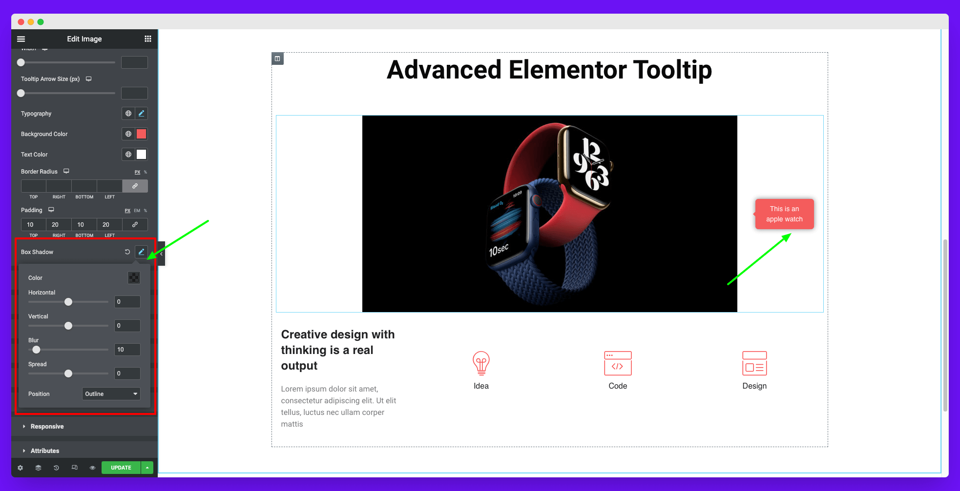 دليل كامل حول كيفية إضافة تلميح أداة في موقع Elementor 16 Add box shadow to your elementor tooltips
