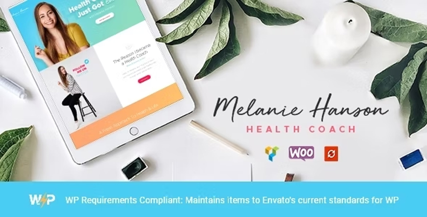 Melanie Hanson - บล็อกด้านสุขภาพและการออกกำลังกาย WordPress theme