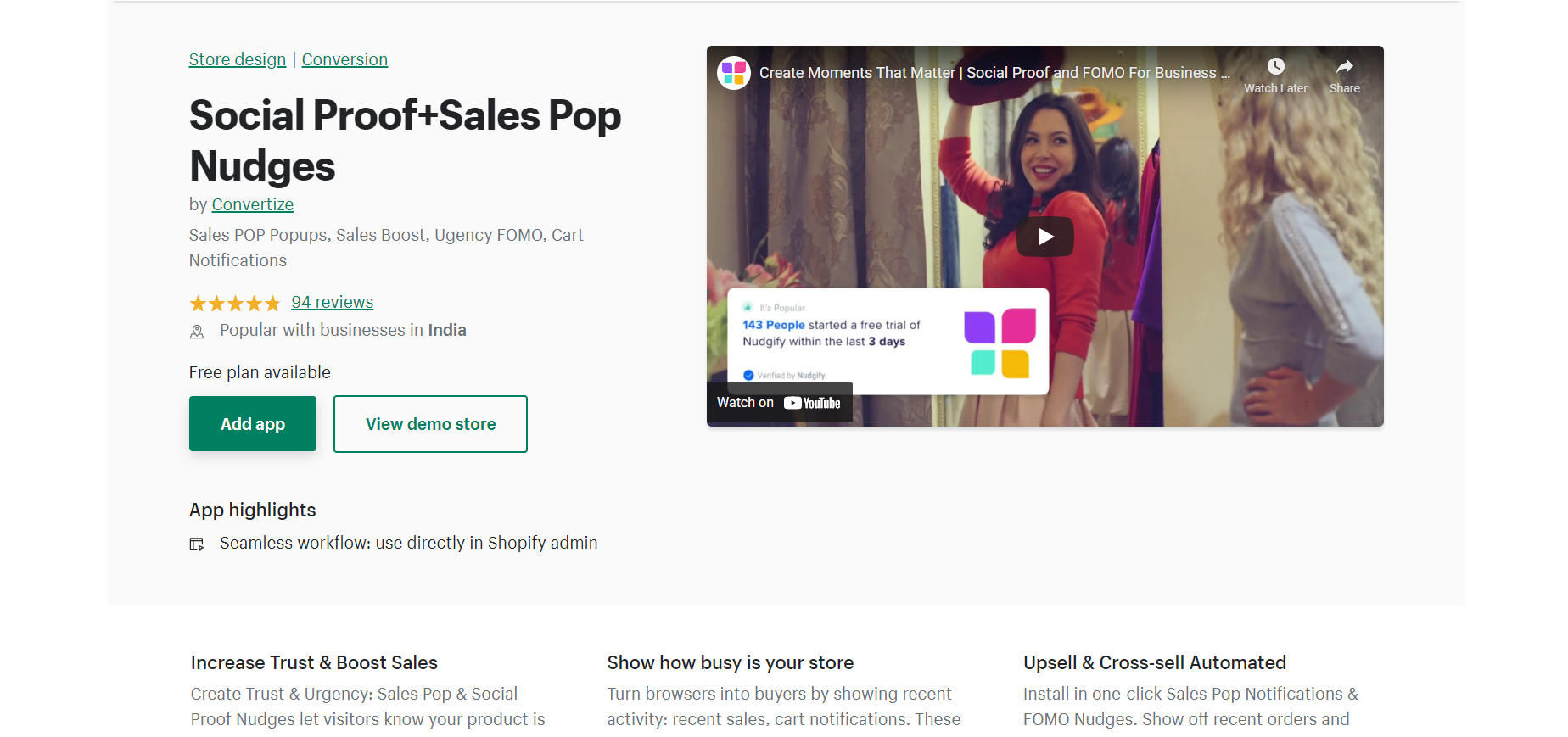 Nudgify Social Proof+Sales Pop Nudges