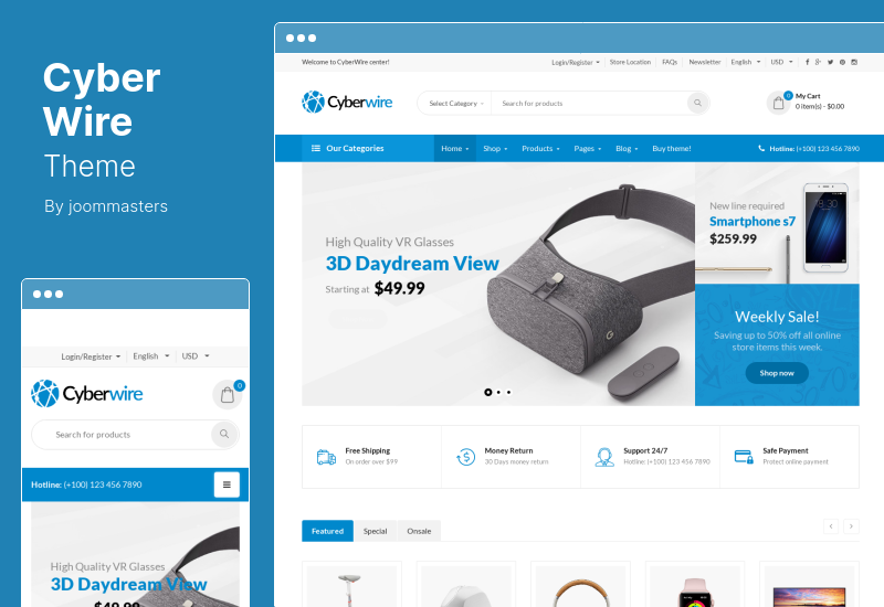 CyberWire テーマ - WooCommerce AJAX WordPress テーマ