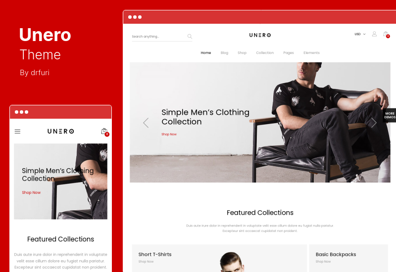 Unero テーマ - ミニマリスト AJAX WooCommerce WordPress テーマ
