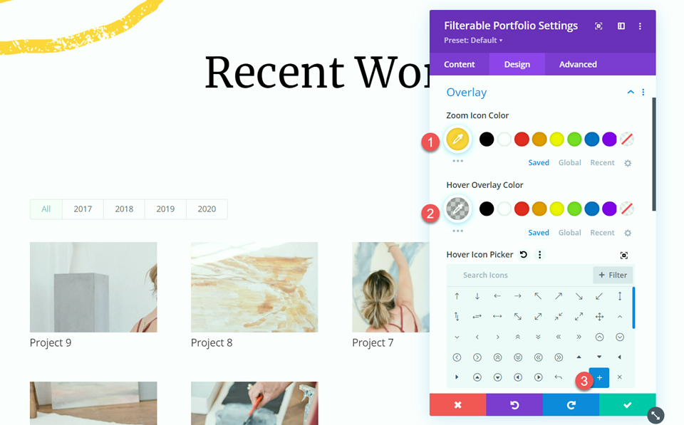 Divi フィルタリング可能なポートフォリオ ページネーション オーバーレイ