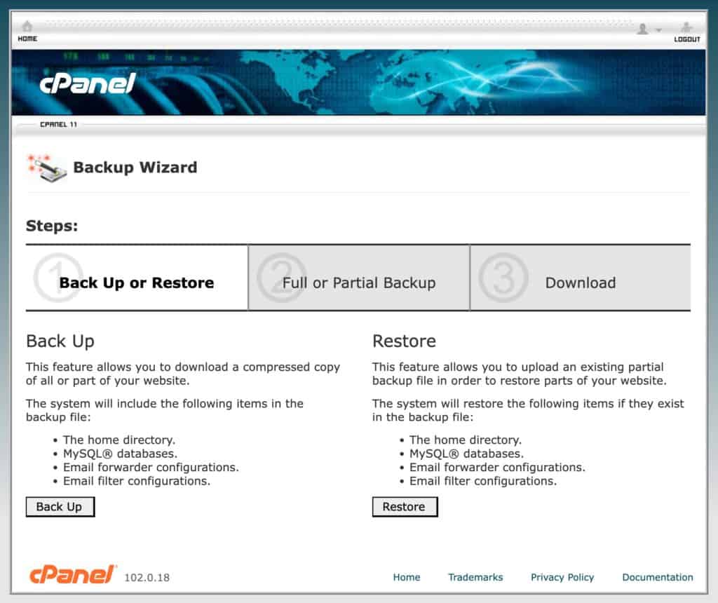 Mencadangkan di cPanel
