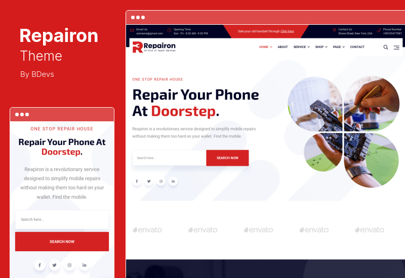 Repairon 테마 - 다중 수리 서비스 WordPress 테마
