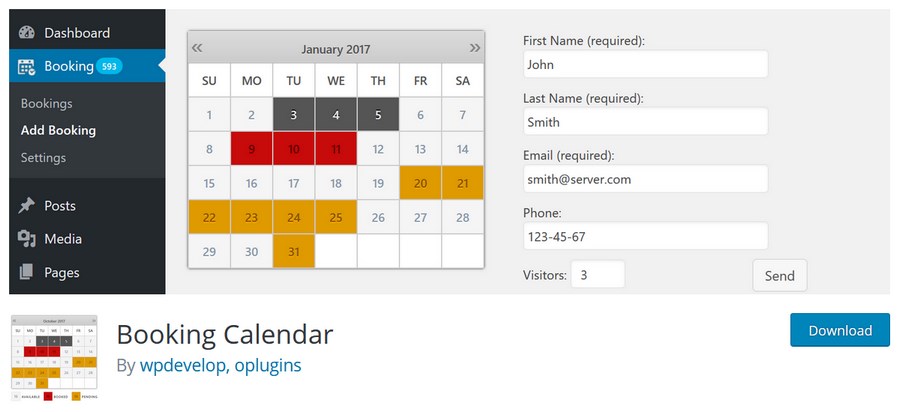 Calendar de rezervări WordPress plugin