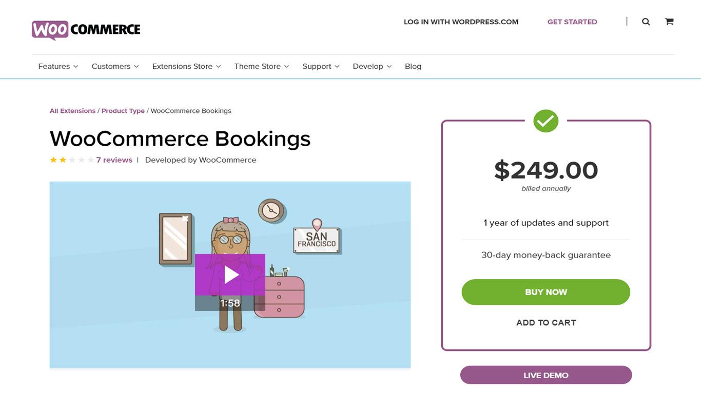 Pluginul WooCommerce Bookings dezvoltat de WooCommerce