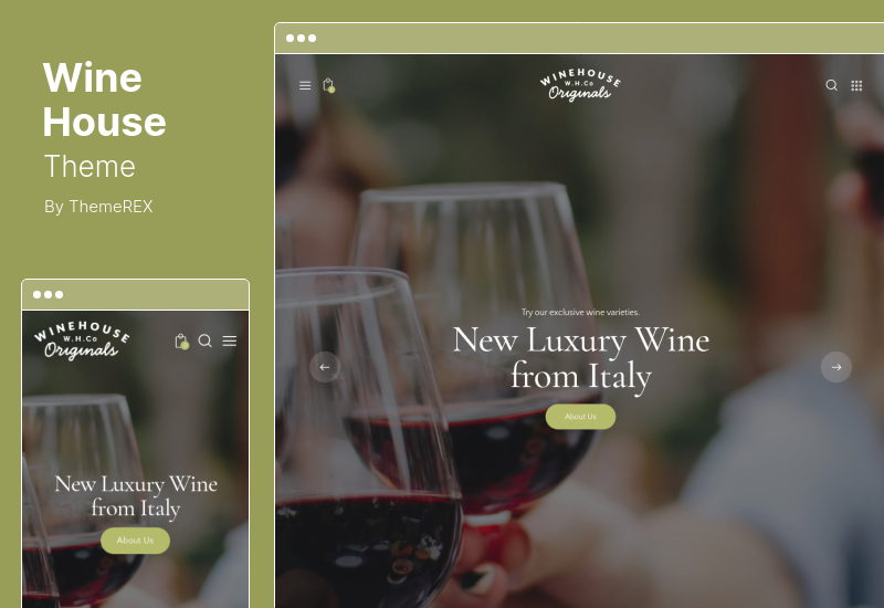 Tema della casa del vino - Tema WordPress del negozio di liquori per vigneti e ristoranti