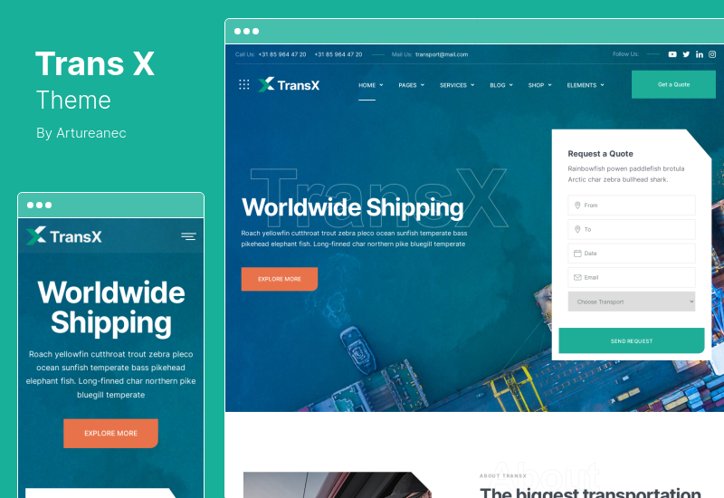 Tema TransX - Tema WordPress Transportasi & Logistik