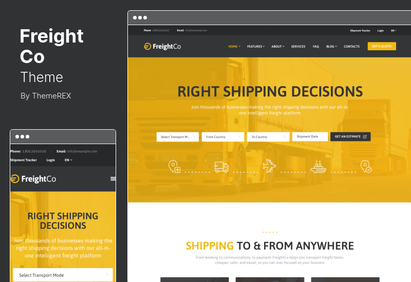 FreightCo Theme - Transportasi & Pergudangan Pengiriman Tema WordPress