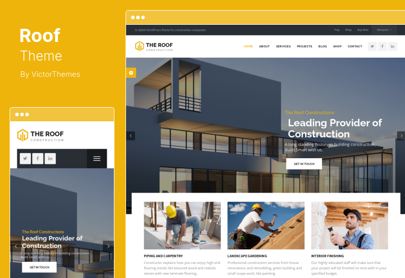 屋顶主题 - 建筑和建筑业务 WordPress 主题